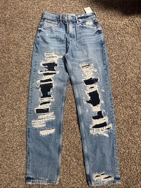 Free People Light Blue Distressed Ripped Jeans